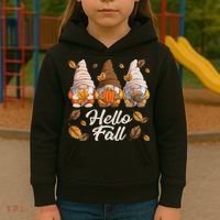 Funny Autumn Gnomes Autumn Leaves Hello Fall  Kids Hoodie thumb 3
