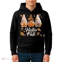 Funny Autumn Gnomes Autumn Leaves Hello Fall  Kids Hoodie thumb 4