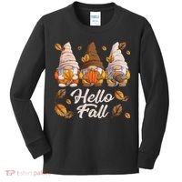 Funny Autumn Gnomes Autumn Leaves Hello Fall  Kids Long Sleeve Shirt thumb 0