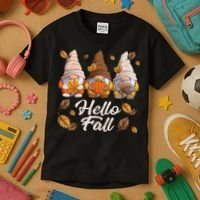 Funny Autumn Gnomes Autumn Leaves Hello Fall  Kids T-Shirt thumb 3