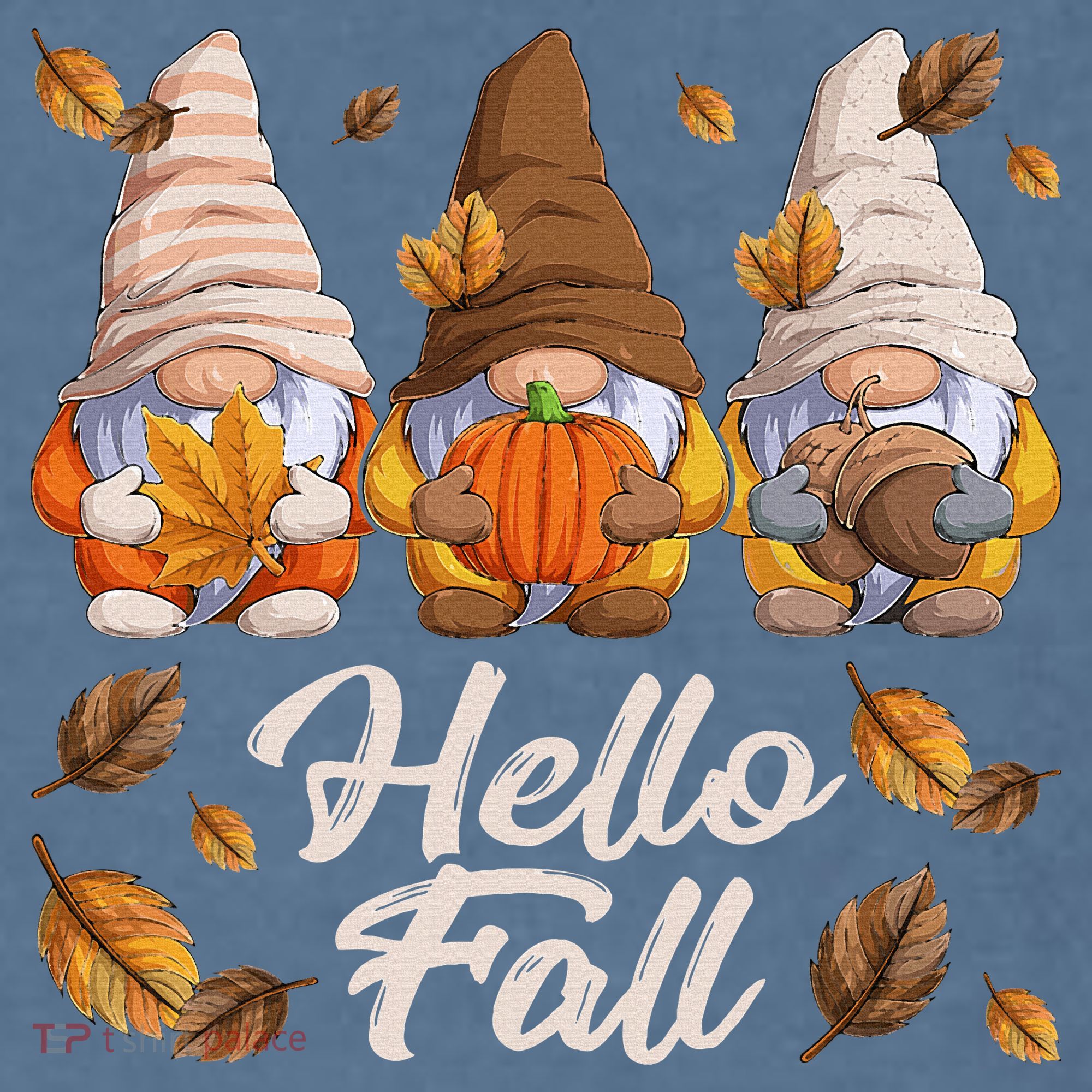 Funny Autumn Gnomes Autumn Leaves Hello Fall  Comfort Colors Garment-Dyed Hooded Sweatshirt