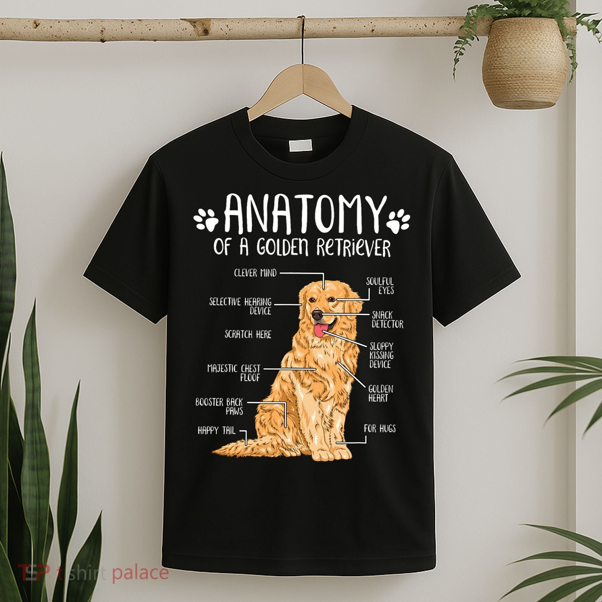 Funny Anatomy Golden Retriever Dog Lover T-Shirt