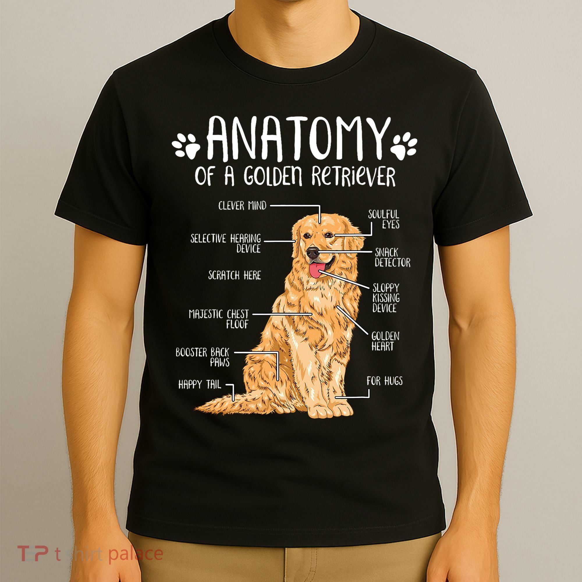 Funny Anatomy Golden Retriever Dog Lover T-Shirt
