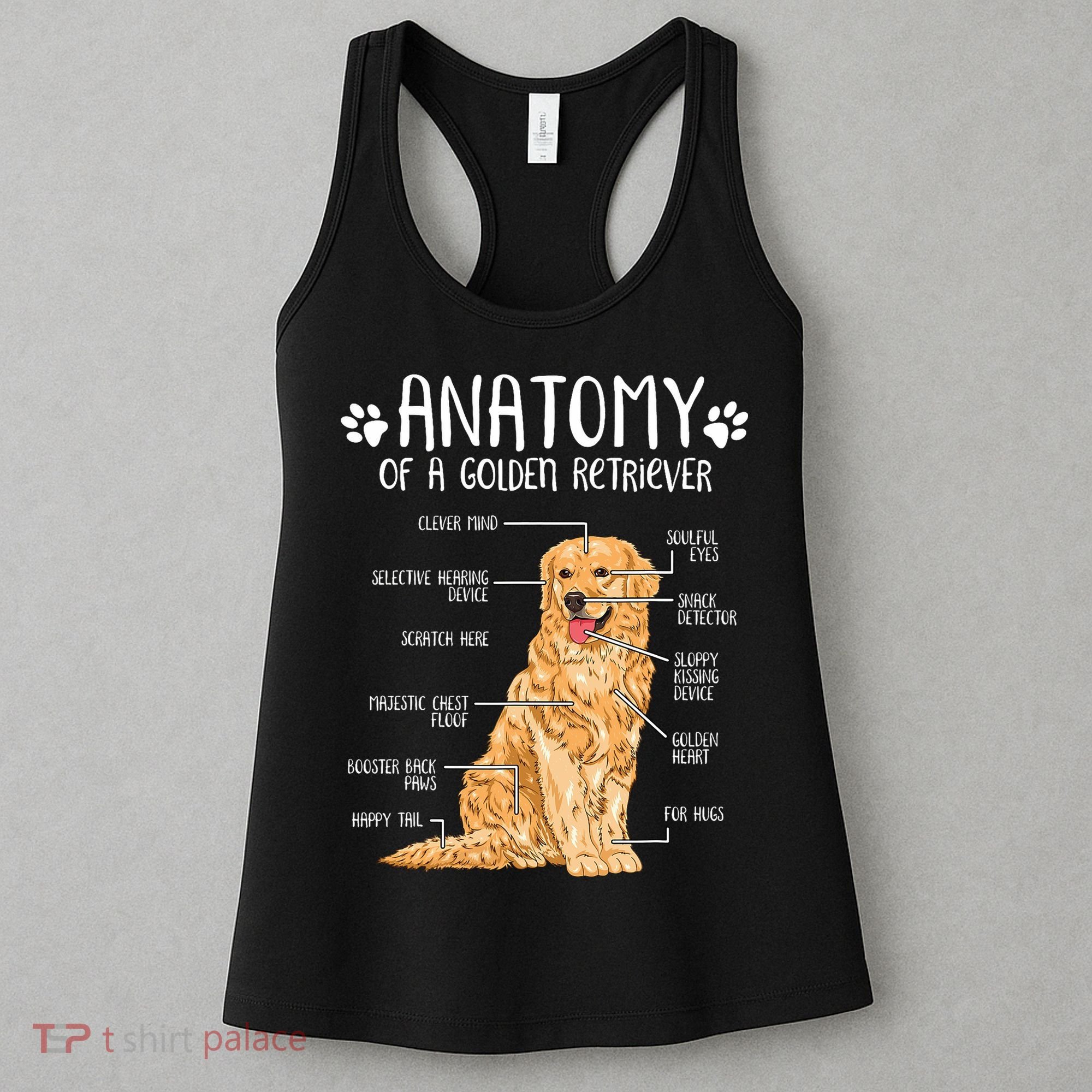 Funny Anatomy Golden Retriever Dog Lover Women's Tank Top