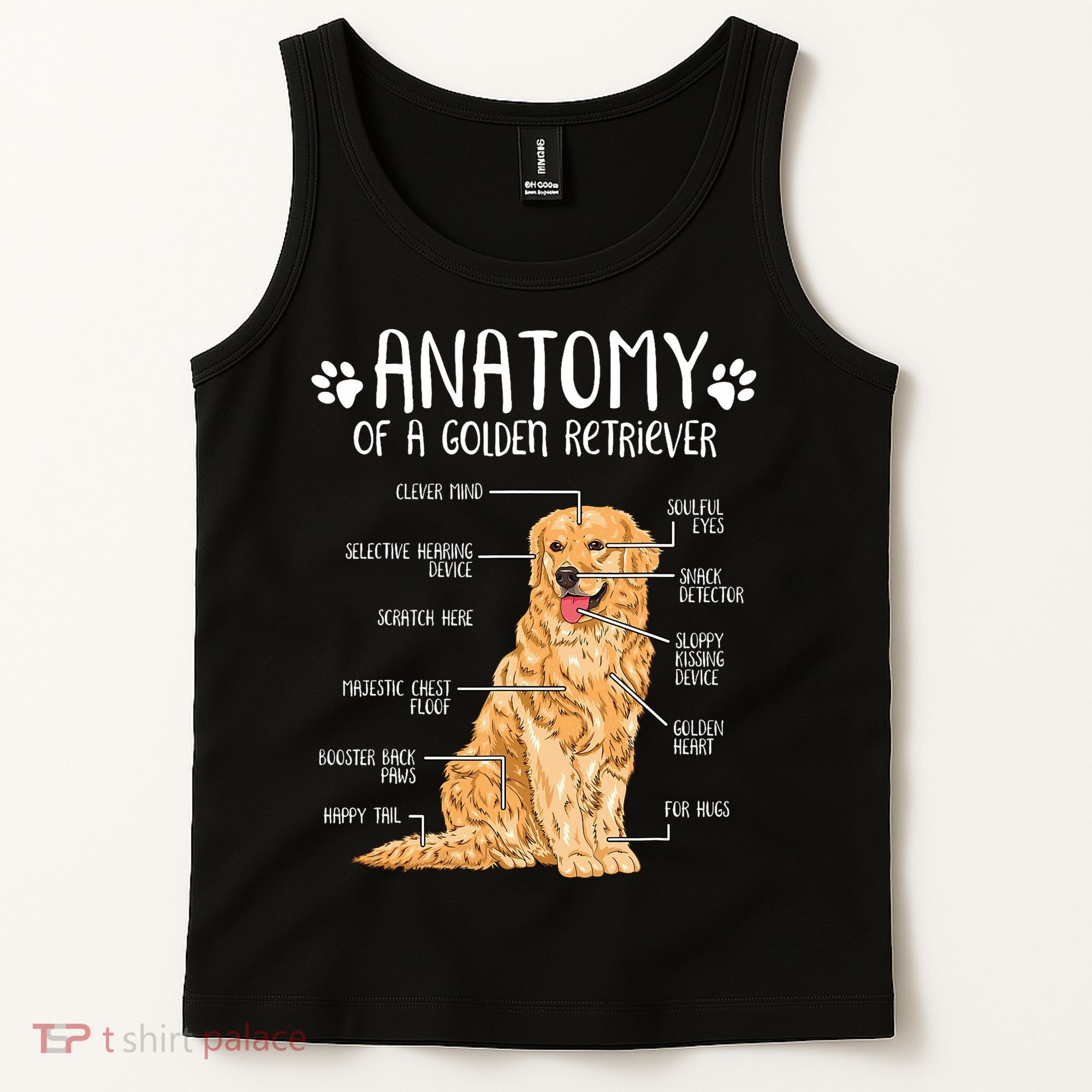 Funny Anatomy Golden Retriever Dog Lover Tank Top