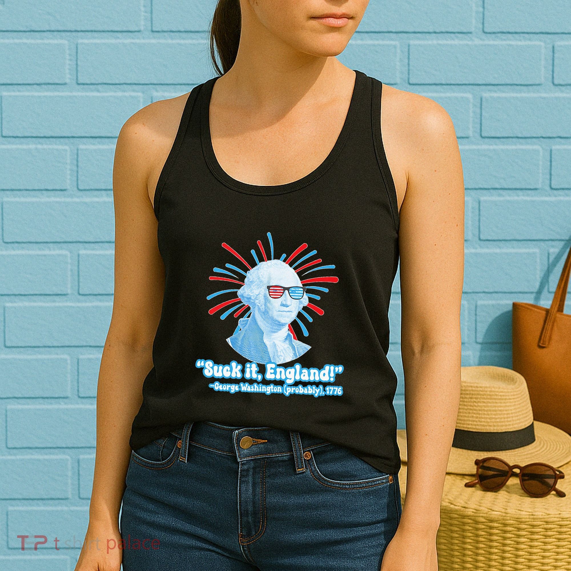 Funny American Gift Suck It England George Washington Women's Tank Top