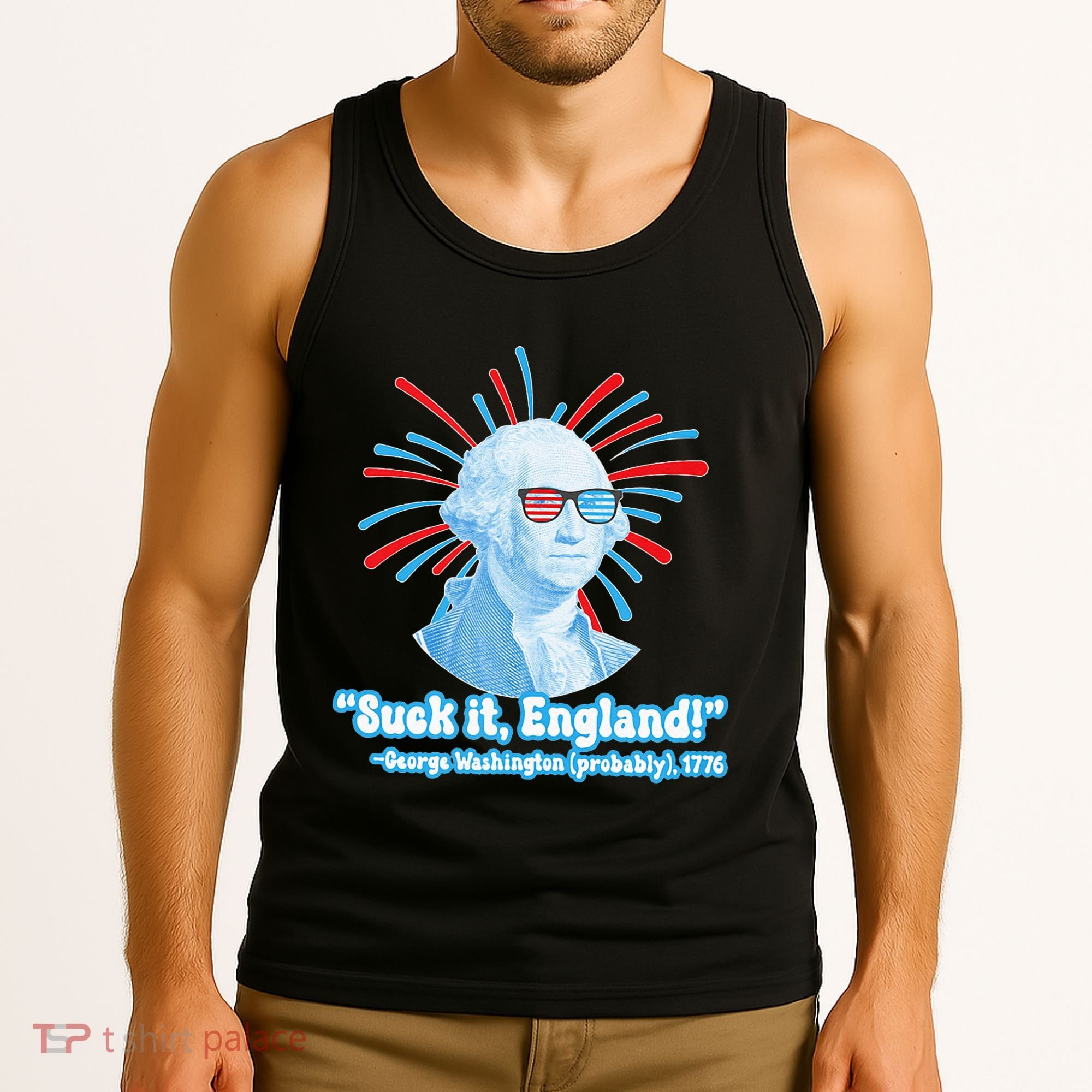 Funny American Gift Suck It England George Washington Tank Top