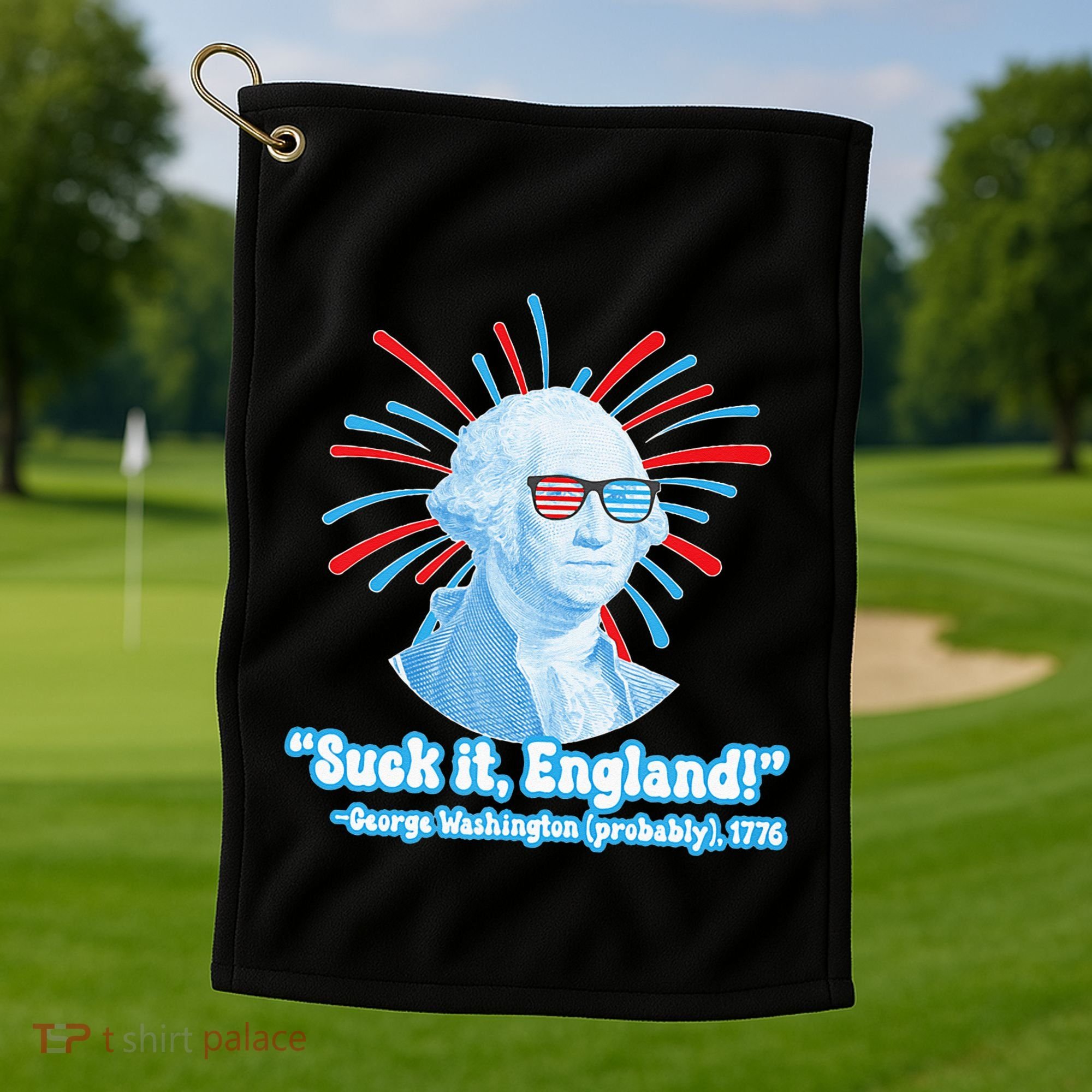 Funny American Gift Suck It England George Washington Golf Towel