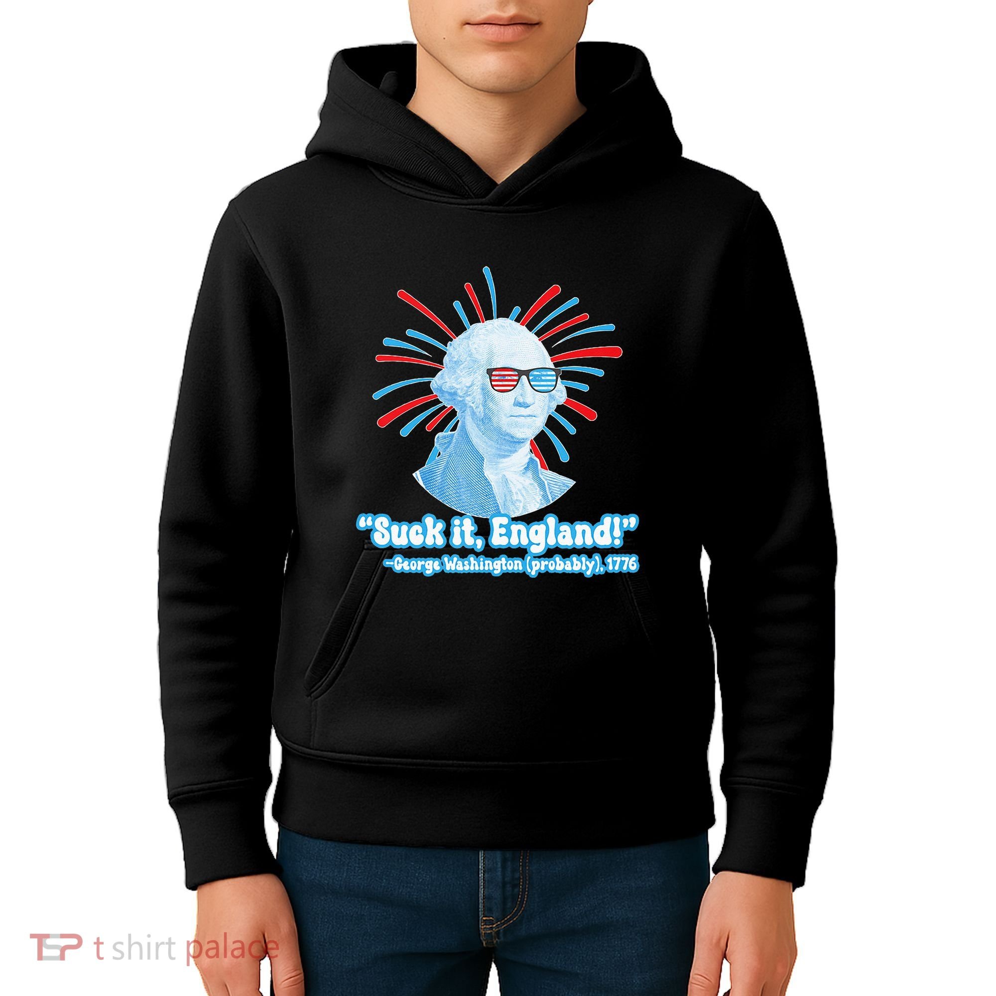 Funny American Gift Suck It England George Washington Kids Hoodie