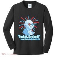 Funny American Gift Suck It England George Washington Kids Long Sleeve Shirt thumb 0