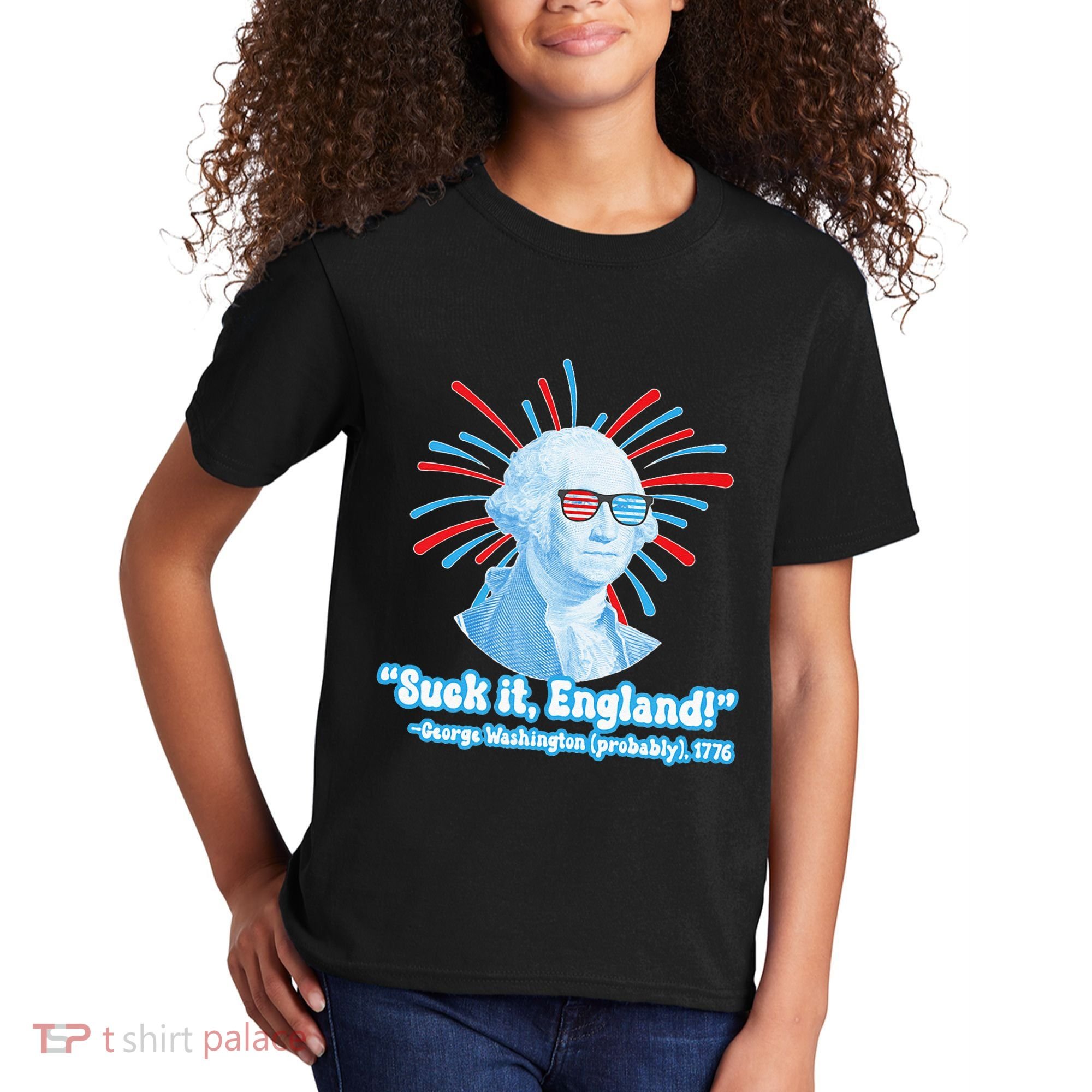 Funny American Gift Suck It England George Washington Kids T-Shirt