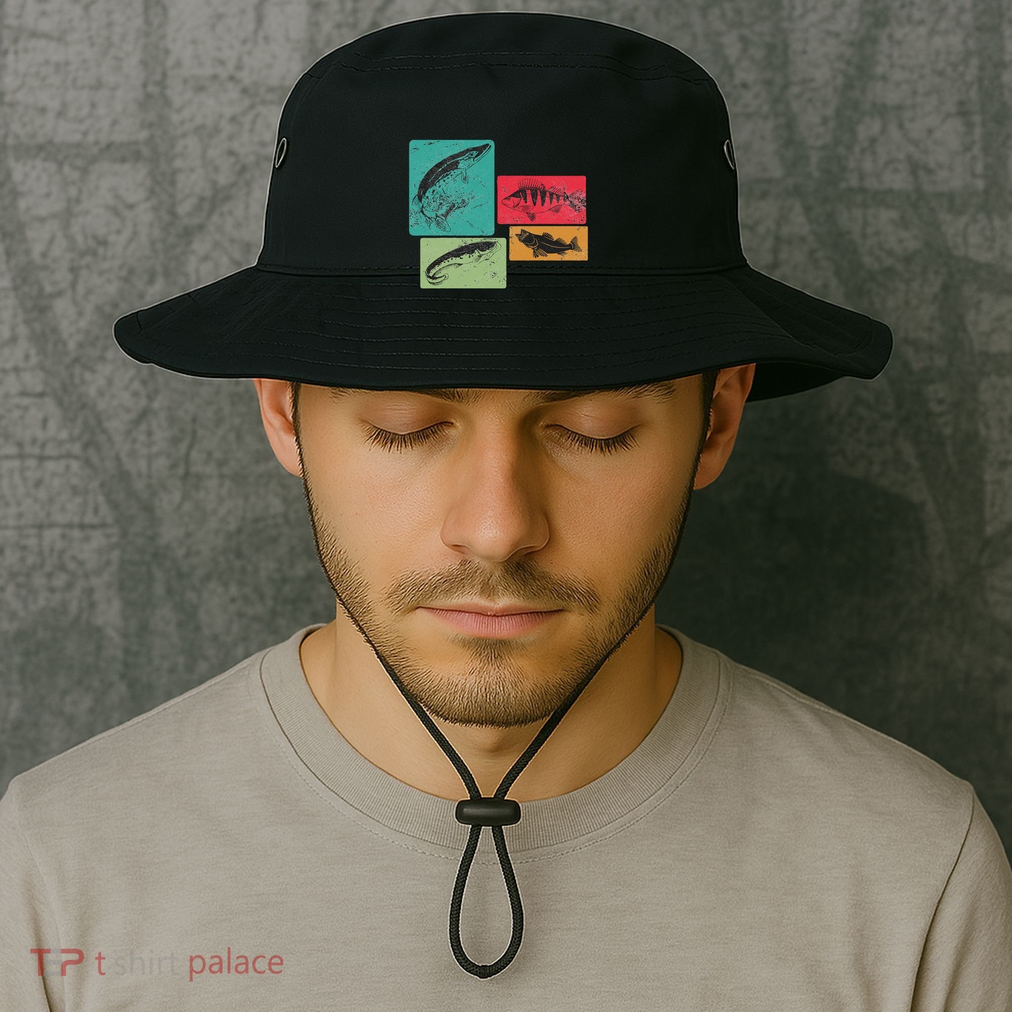 For Anglers Good Catch Perch Pike Trout Bucket Hat