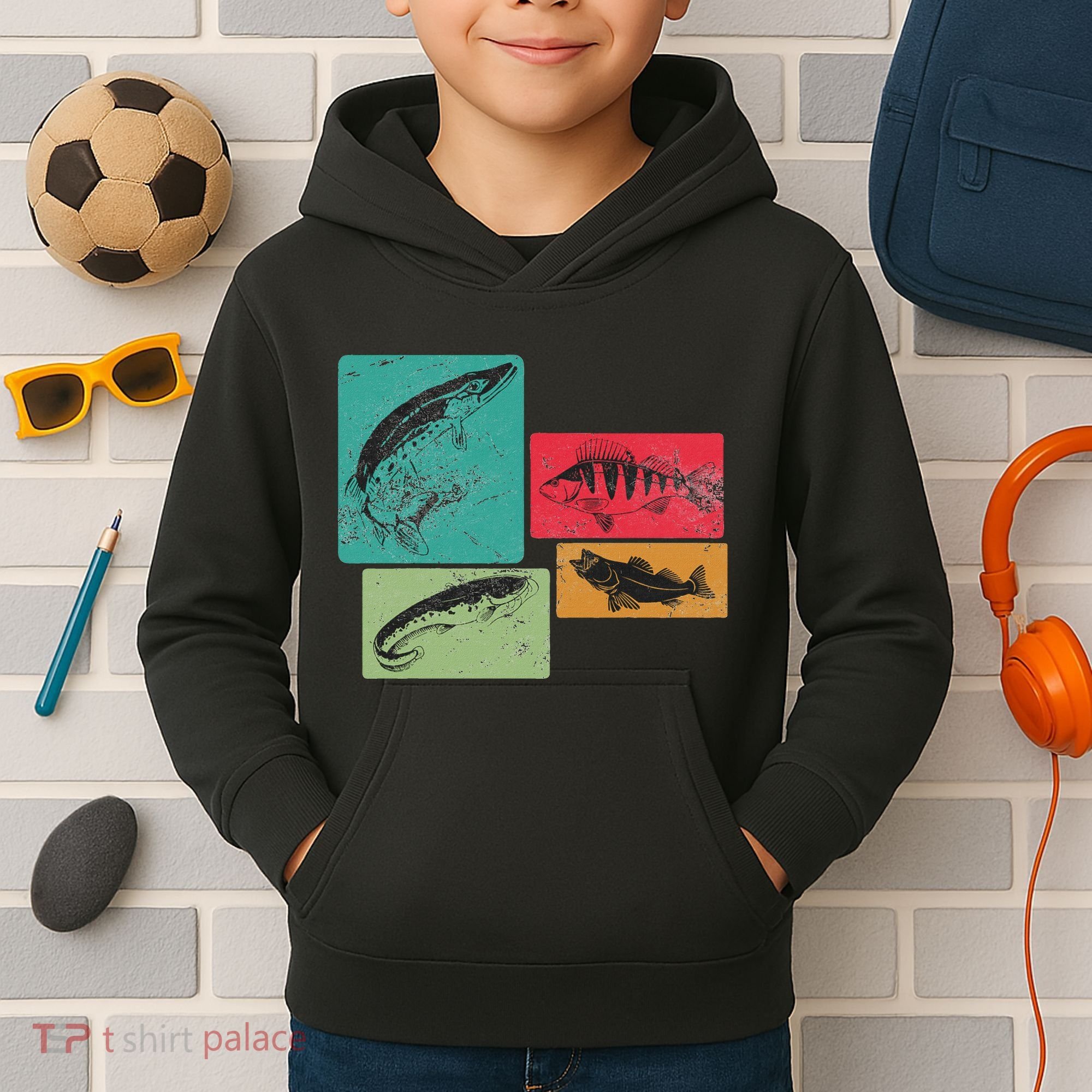 For Anglers Good Catch Perch Pike Trout Kids Hoodie