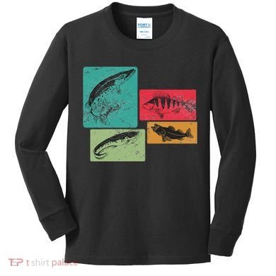 For Anglers Good Catch Perch Pike Trout Kids Long Sleeve Shirt