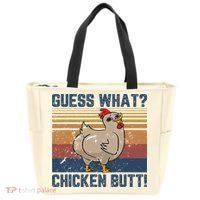 Funny Animal Guess What Chicken Butt Cute Chickens Buffs Tote Bag thumb 0