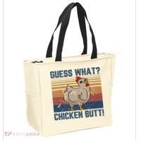 Funny Animal Guess What Chicken Butt Cute Chickens Buffs Tote Bag thumb 2
