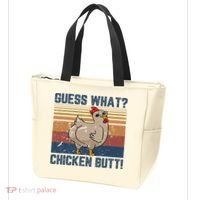 Funny Animal Guess What Chicken Butt Cute Chickens Buffs Tote Bag thumb 3