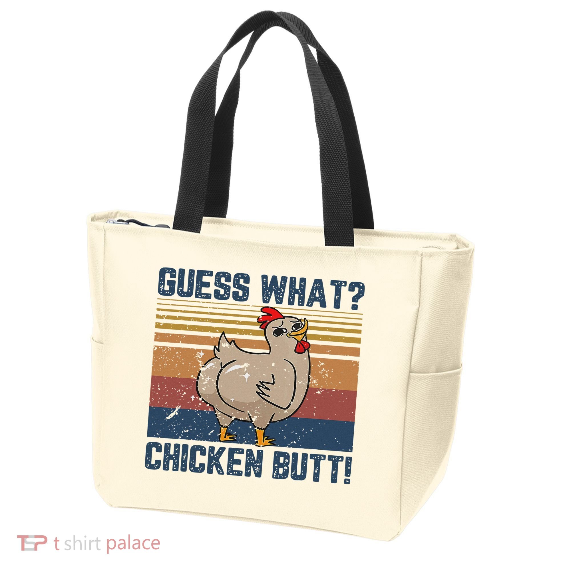 Funny Animal Guess What Chicken Butt Cute Chickens Buffs Tote Bag