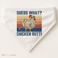 Funny Animal Guess What Chicken Butt Cute Chickens Buffs USA-Made Doggie Bandana thumb 0