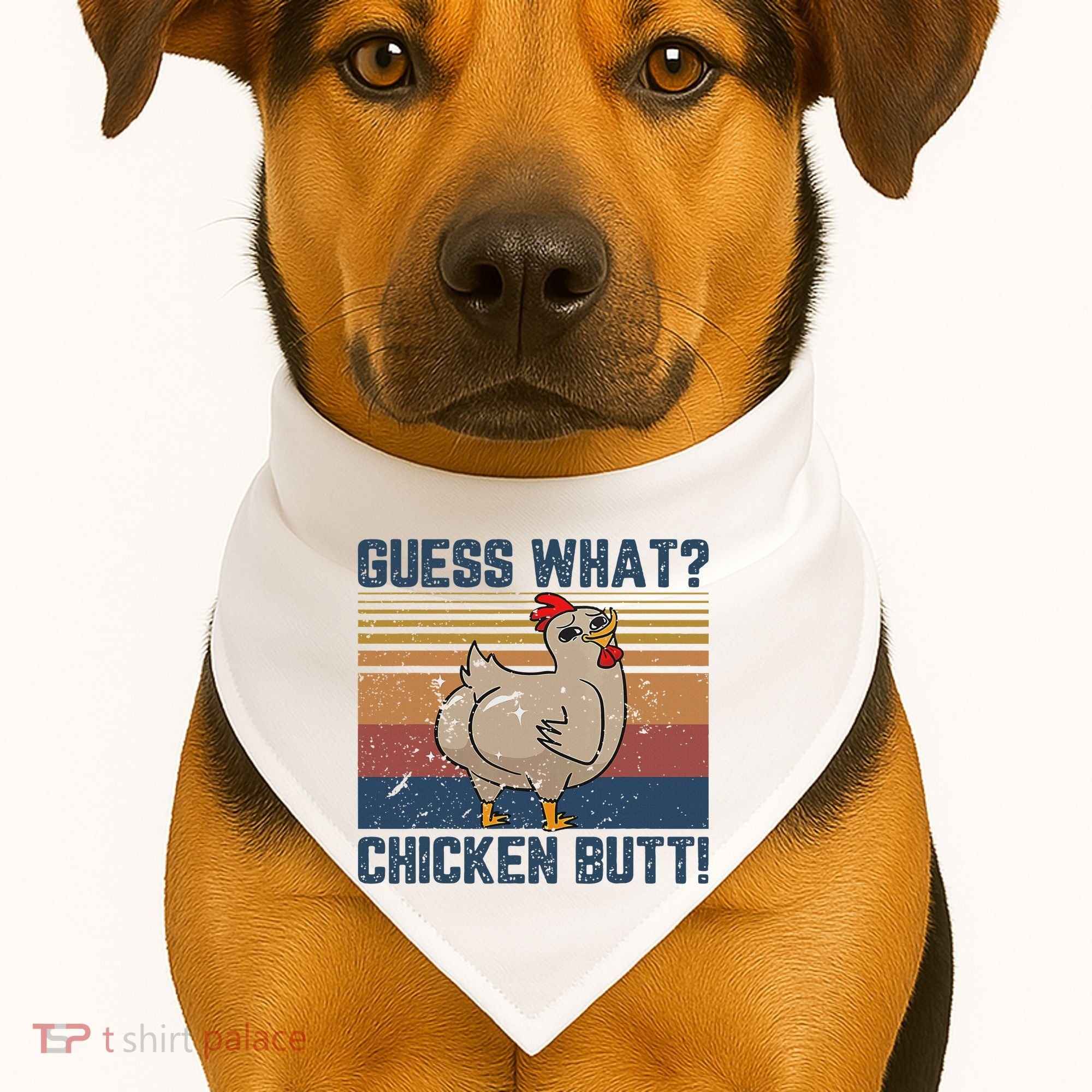 Funny Animal Guess What Chicken Butt Cute Chickens Buffs USA-Made Doggie Bandana