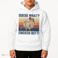 Funny Animal Guess What Chicken Butt Cute Chickens Buffs Hoodie thumb 2