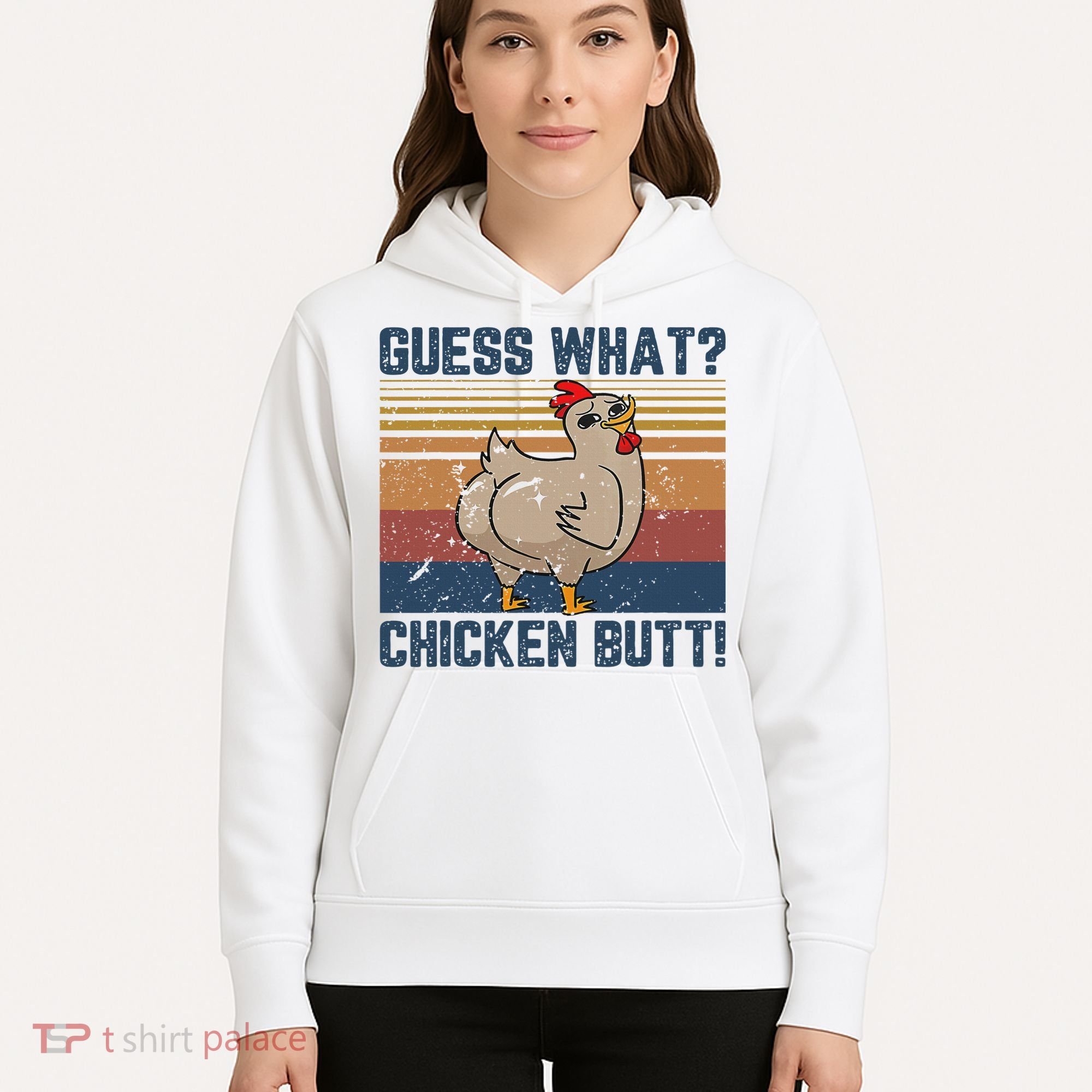 Funny Animal Guess What Chicken Butt Cute Chickens Buffs Hoodie