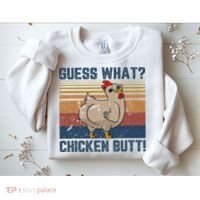Funny Animal Guess What Chicken Butt Cute Chickens Buffs Sweatshirt thumb 2