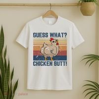 Funny Animal Guess What Chicken Butt Cute Chickens Buffs T-Shirt thumb 2