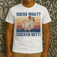 Funny Animal Guess What Chicken Butt Cute Chickens Buffs T-Shirt thumb 3