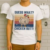 Funny Animal Guess What Chicken Butt Cute Chickens Buffs T-Shirt thumb 6