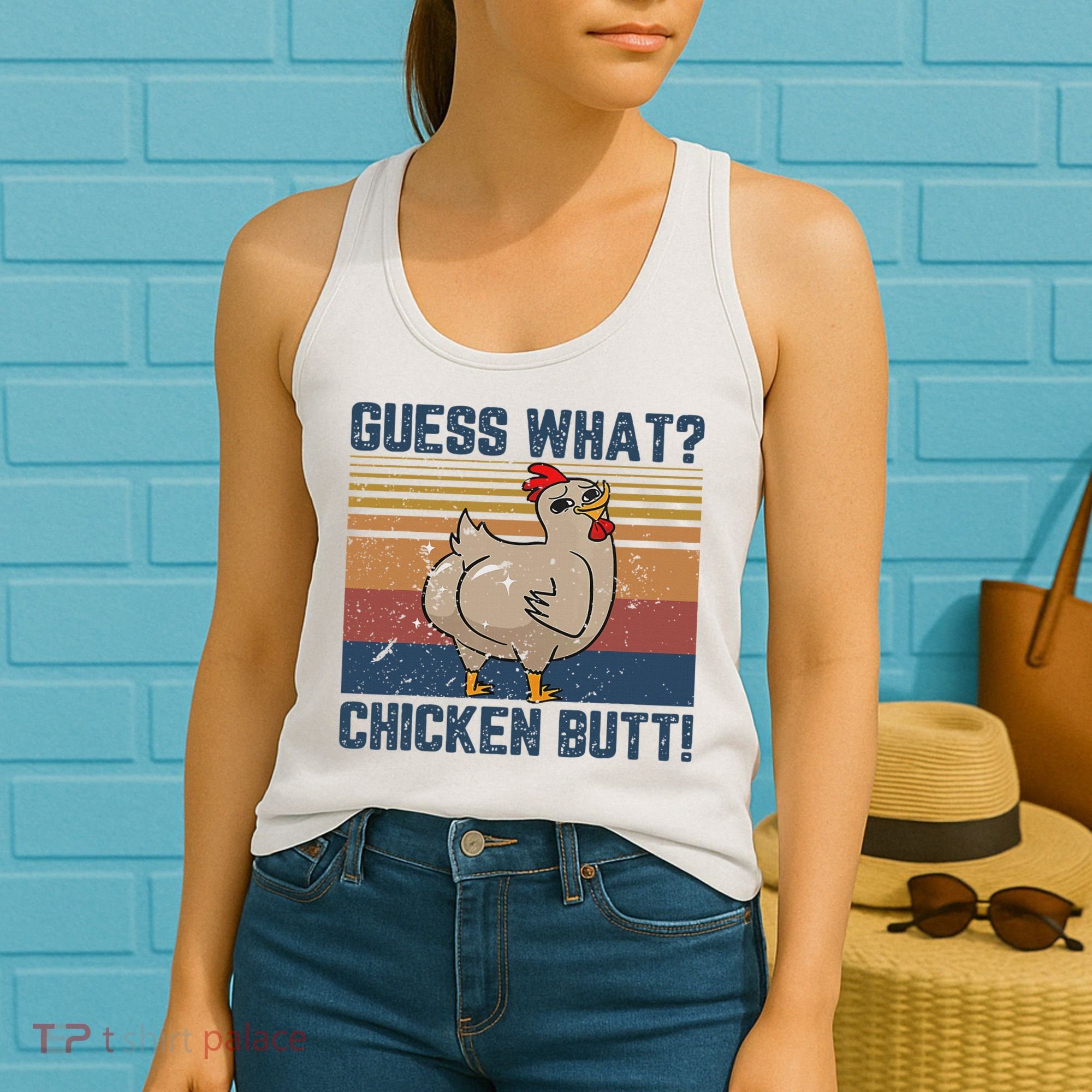 Funny Animal Guess What Chicken Butt Cute Chickens Buffs Women's Tank Top