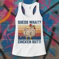 Funny Animal Guess What Chicken Butt Cute Chickens Buffs Women's Tank Top thumb 3