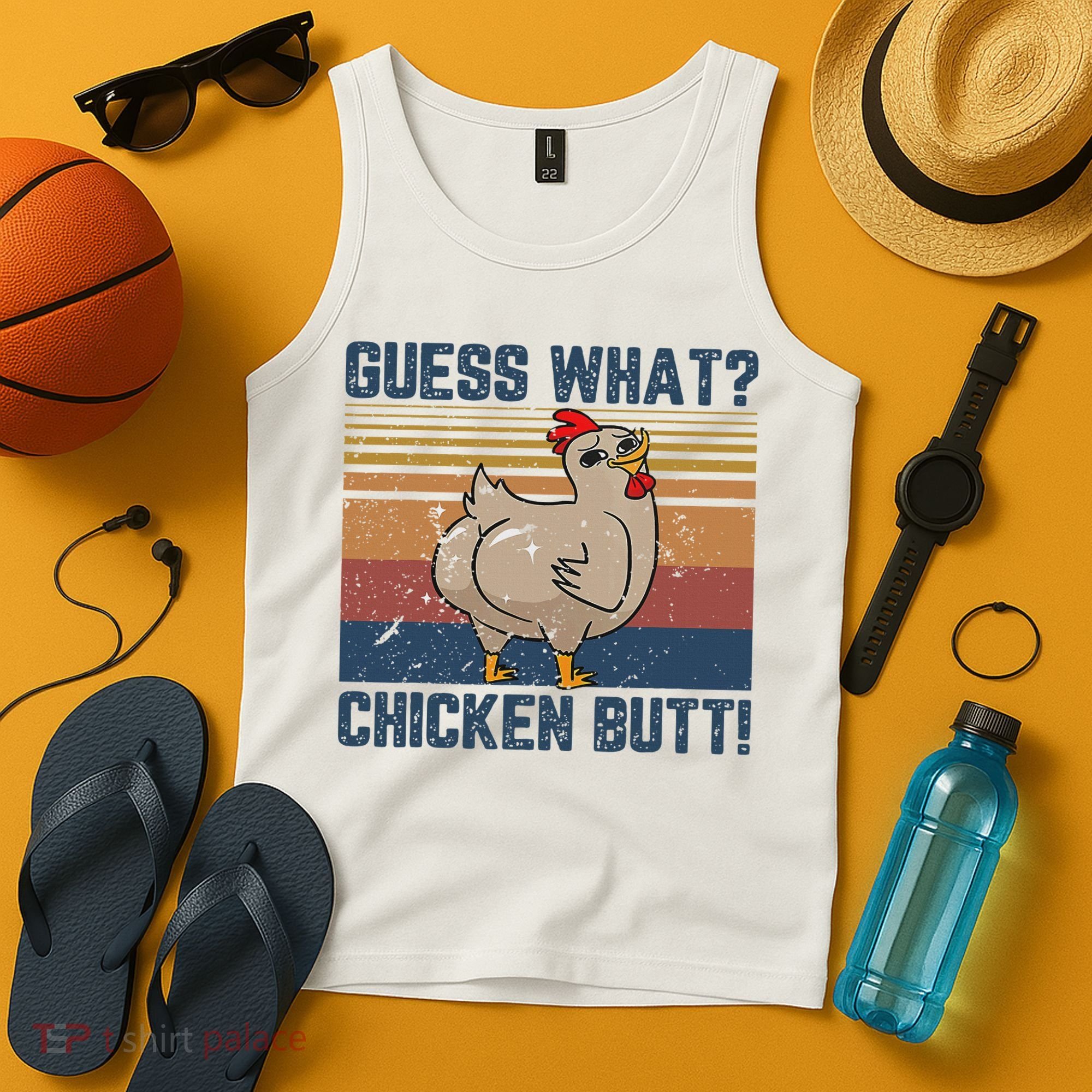Funny Animal Guess What Chicken Butt Cute Chickens Buffs Tank Top