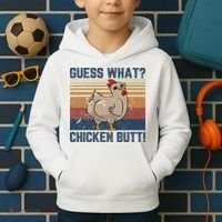 Funny Animal Guess What Chicken Butt Cute Chickens Buffs Kids Hoodie thumb 2