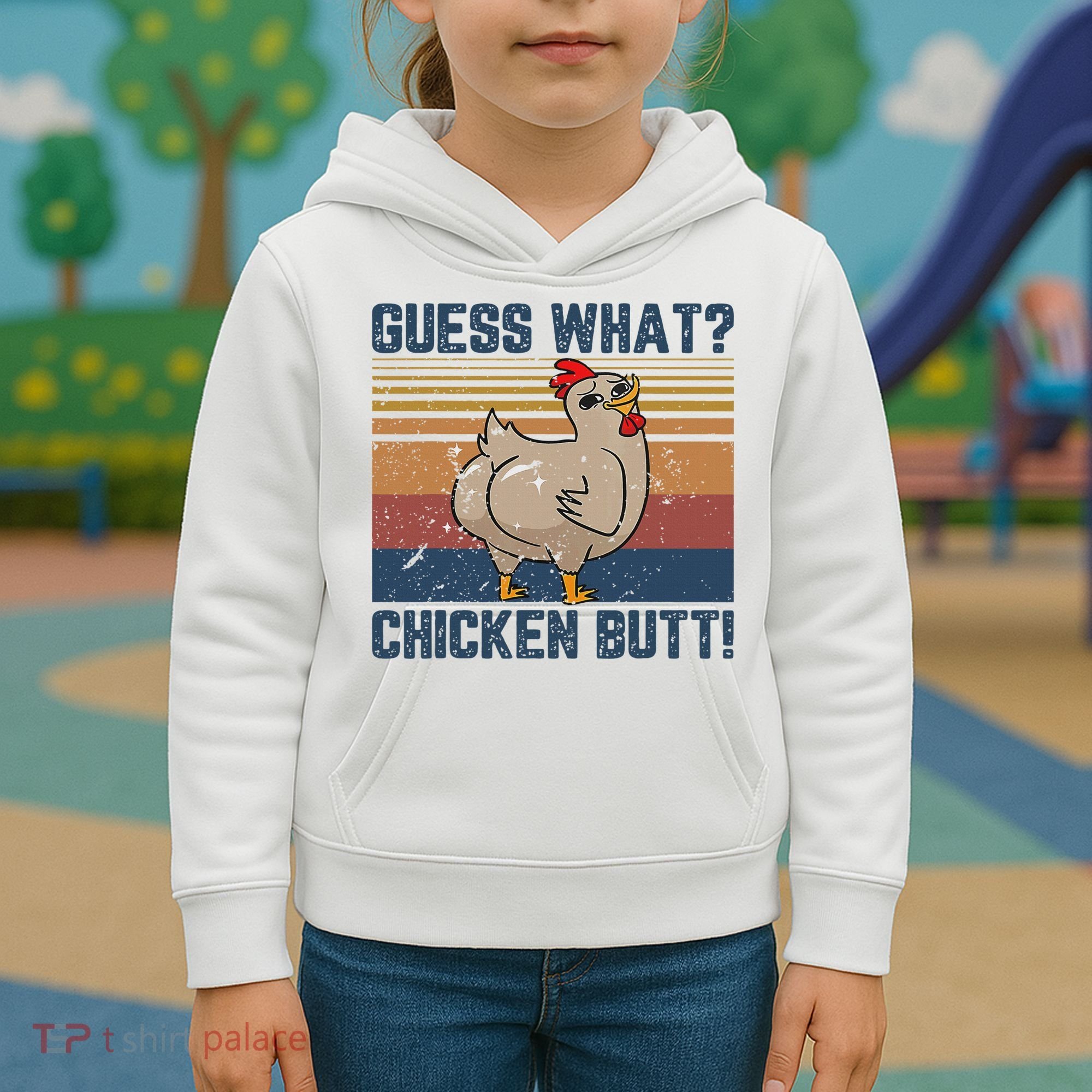 Funny Animal Guess What Chicken Butt Cute Chickens Buffs Kids Hoodie