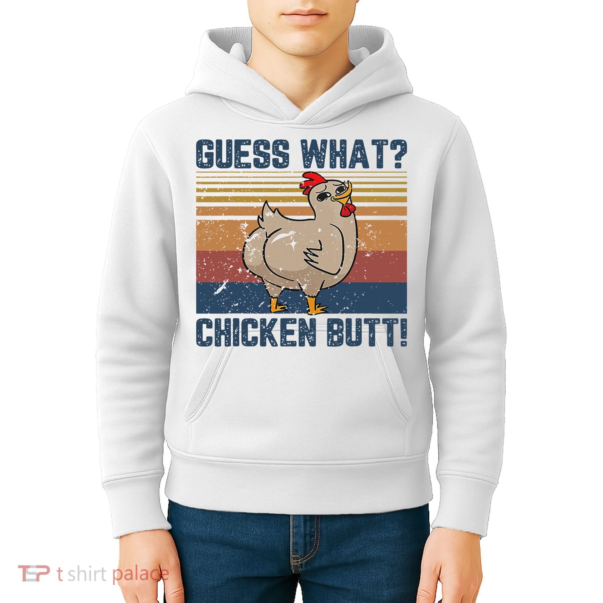 Funny Animal Guess What Chicken Butt Cute Chickens Buffs Kids Hoodie