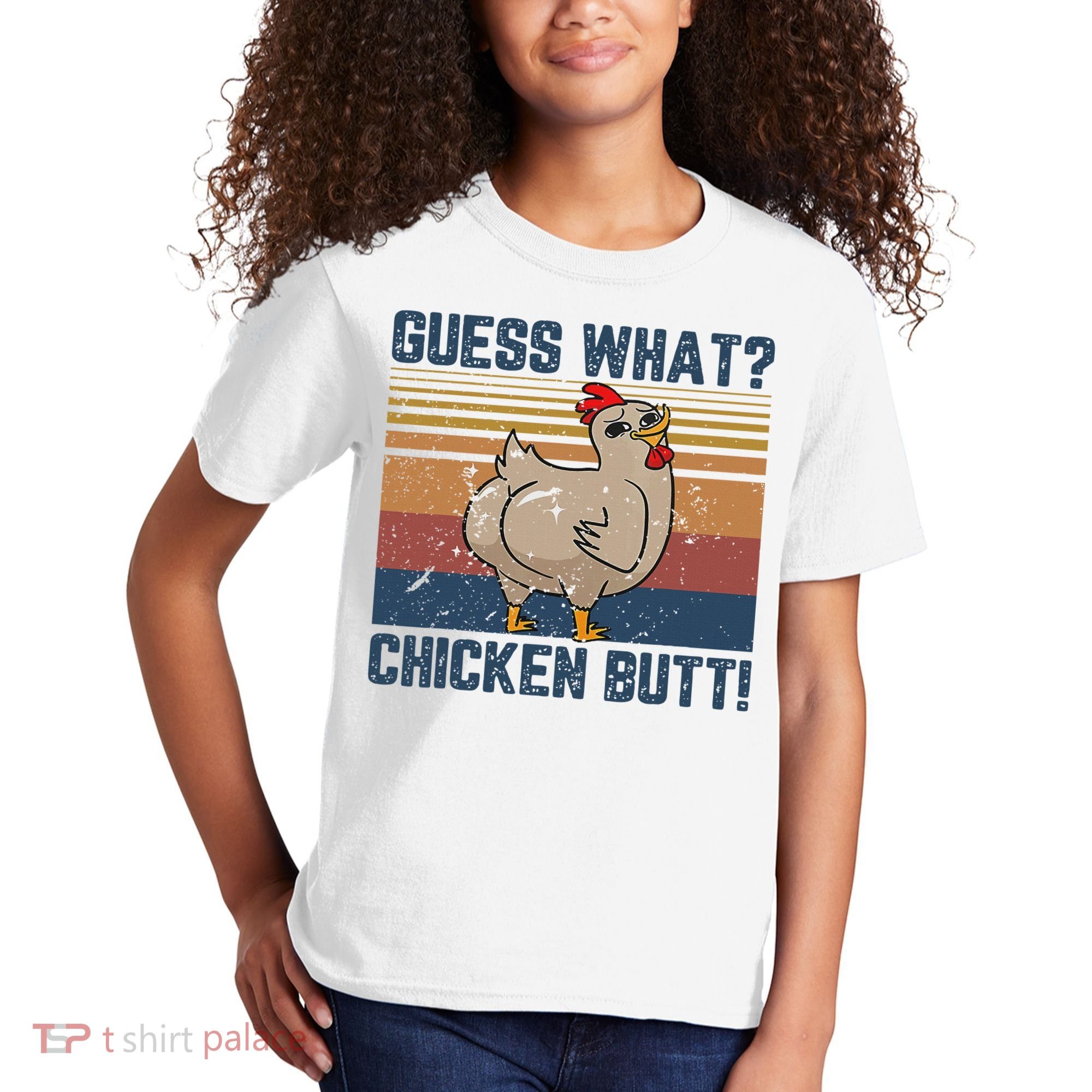 Funny Animal Guess What Chicken Butt Cute Chickens Buffs Kids T-Shirt