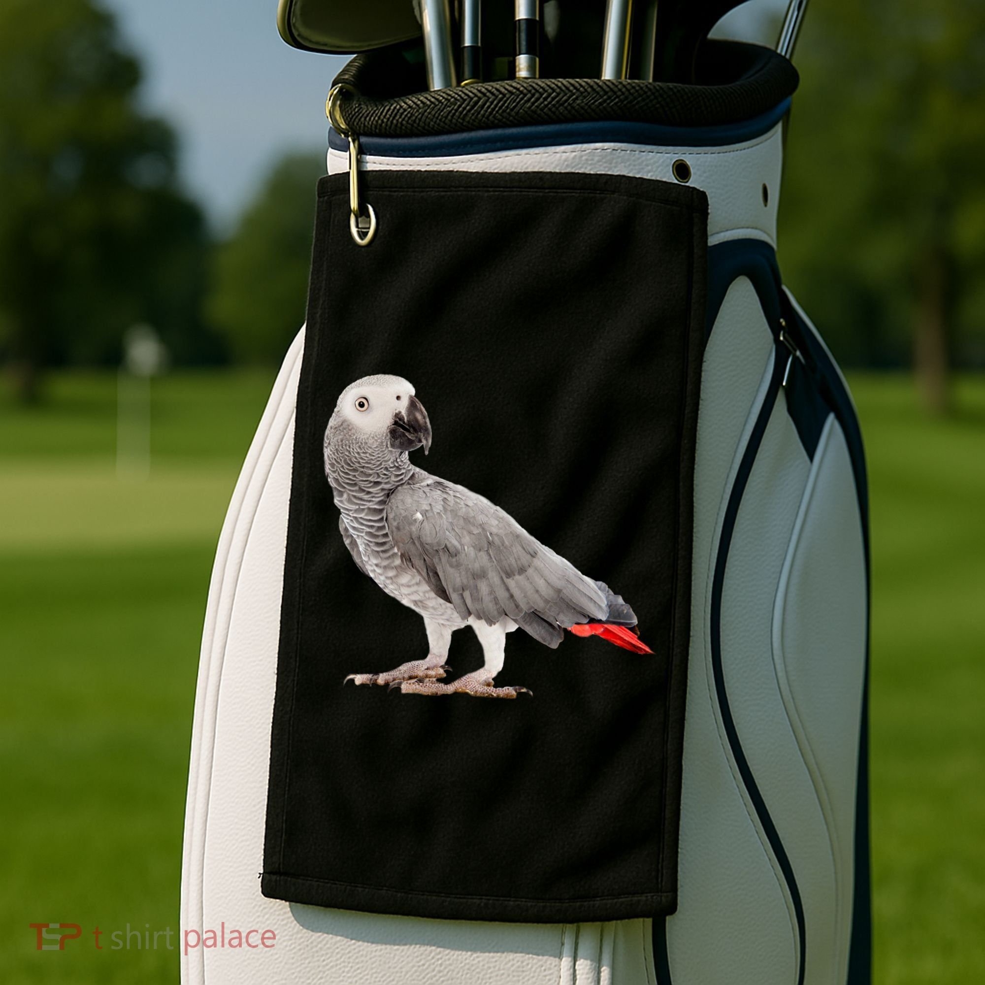 Funny African Grey Parrot Bird Gift Golf Towel