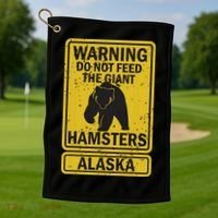 Funny Alaska Grizzly Brown Kodiak Bear Gift Golf Towel thumb 1