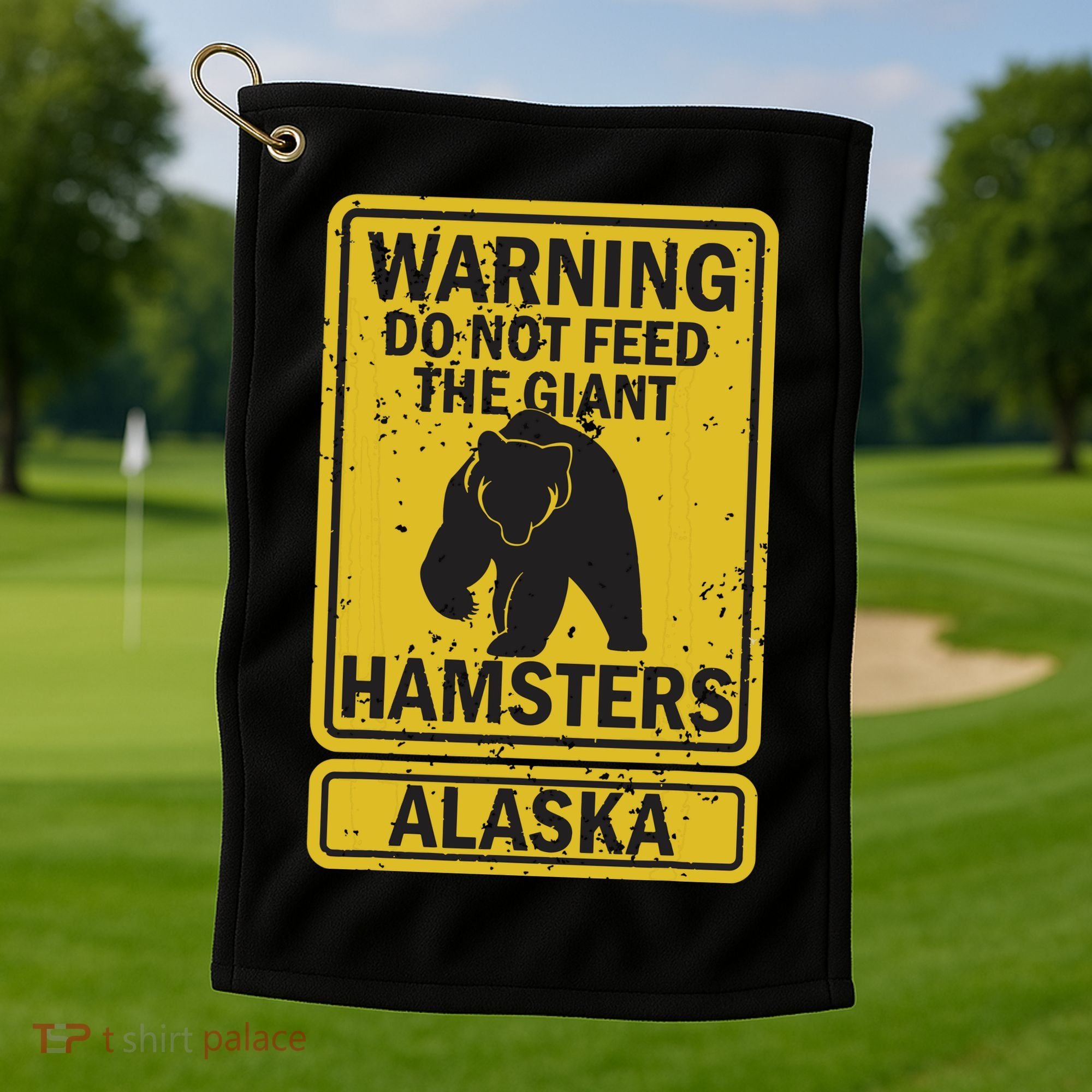 Funny Alaska Grizzly Brown Kodiak Bear Gift Golf Towel