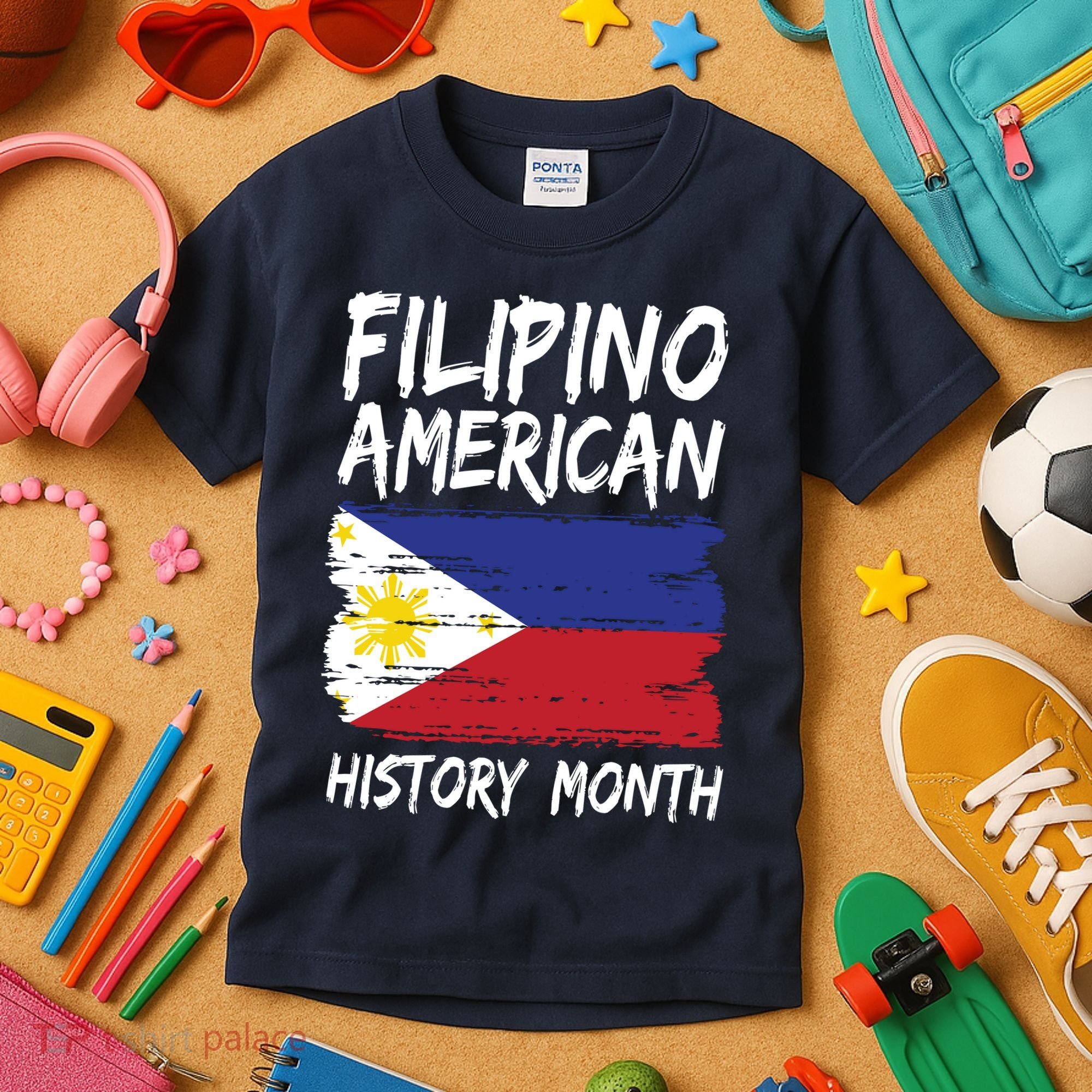 Filipino American History Month | Philippines Flag Kids T-Shirt
