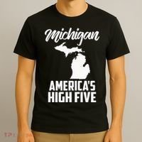 Funny Americas High Five State Of Michigan Gift Men Women T-Shirt thumb 3