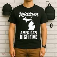 Funny Americas High Five State Of Michigan Gift Men Women T-Shirt thumb 6