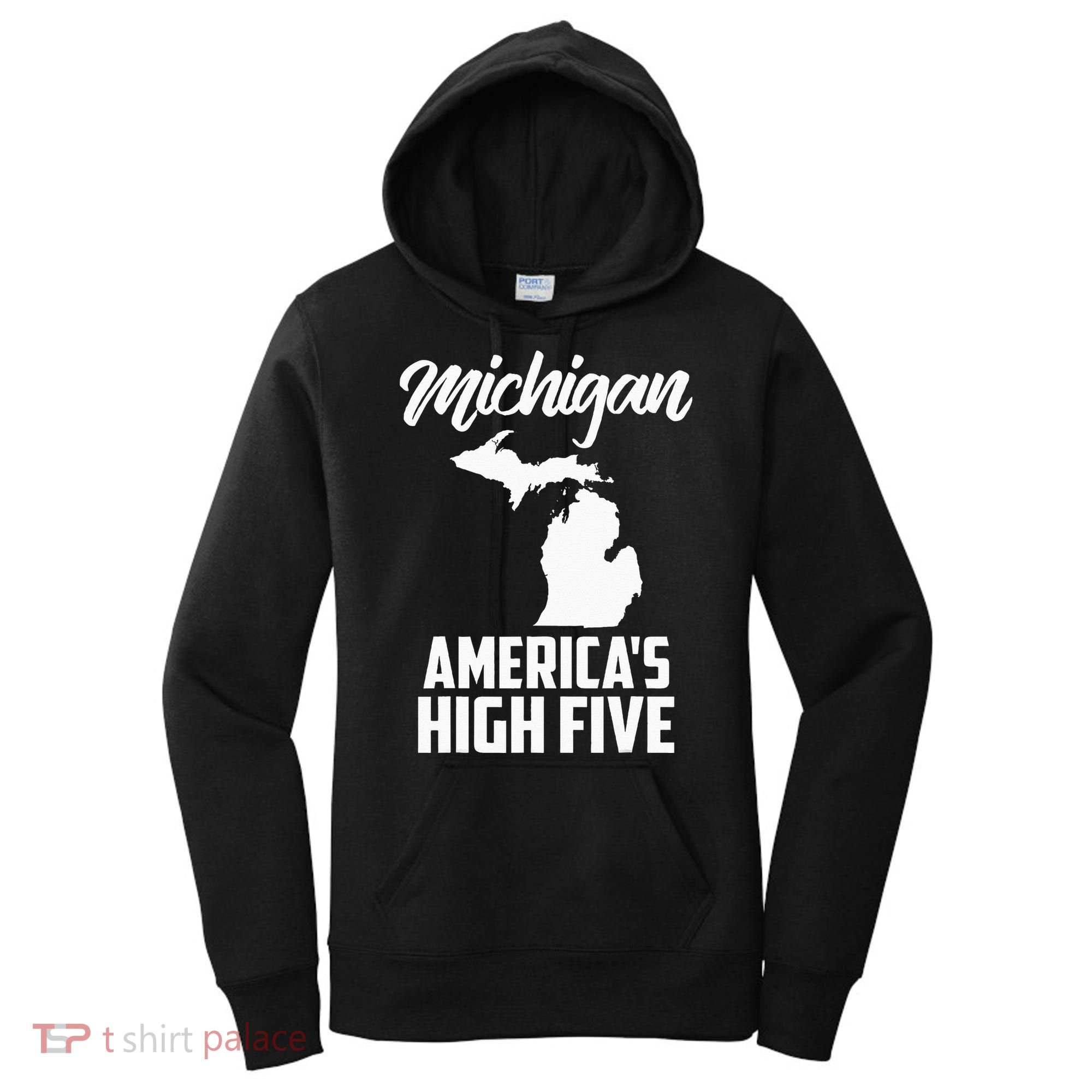 Funny Americas High Five State Of Michigan Gift Men Women Women's Hoodie
