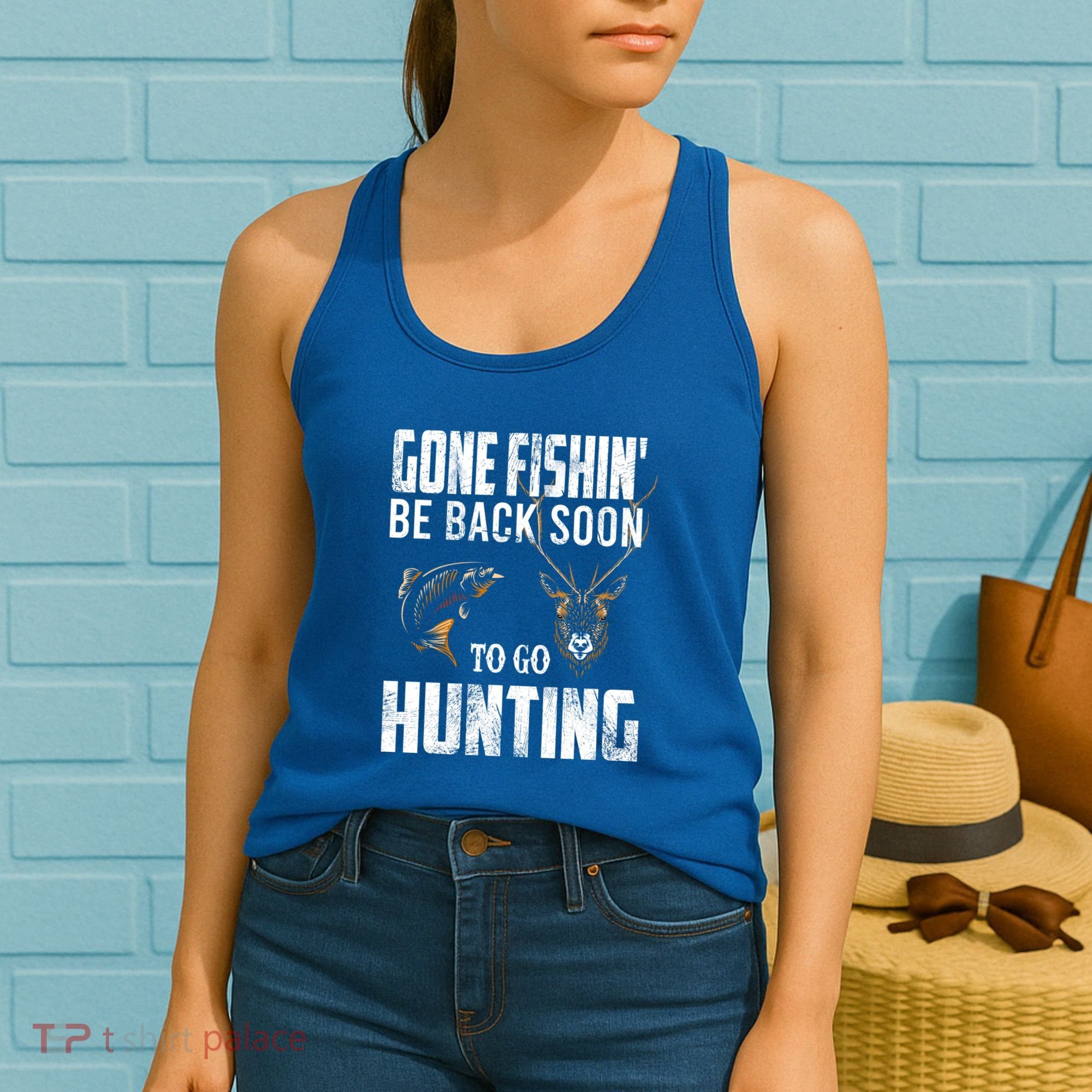 Fishing And Hunting Funny Fish Deer Hunter Gag Gift Gift Women's Tank Top