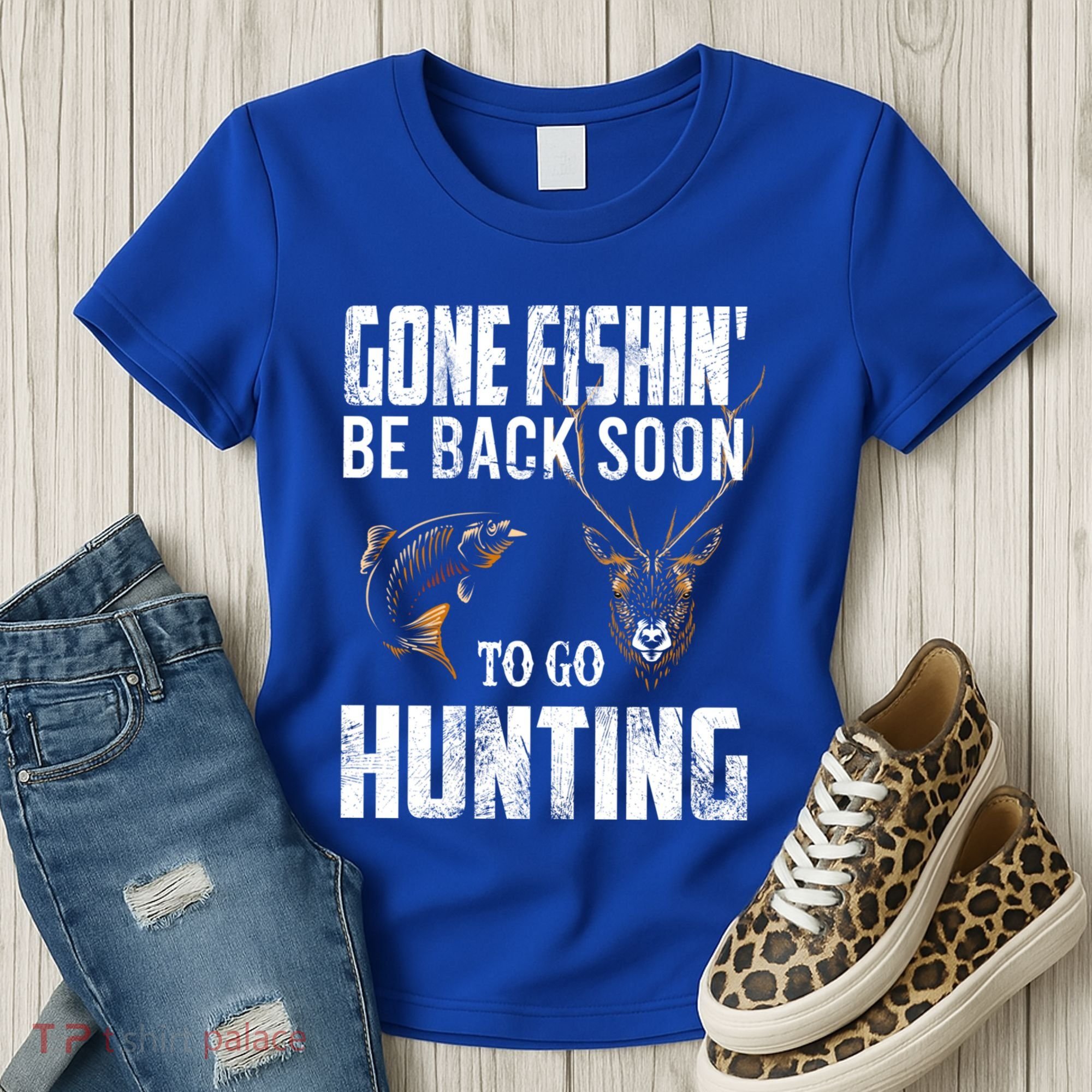 Fishing And Hunting Funny Fish Deer Hunter Gag Gift Gift Women's T-Shirt