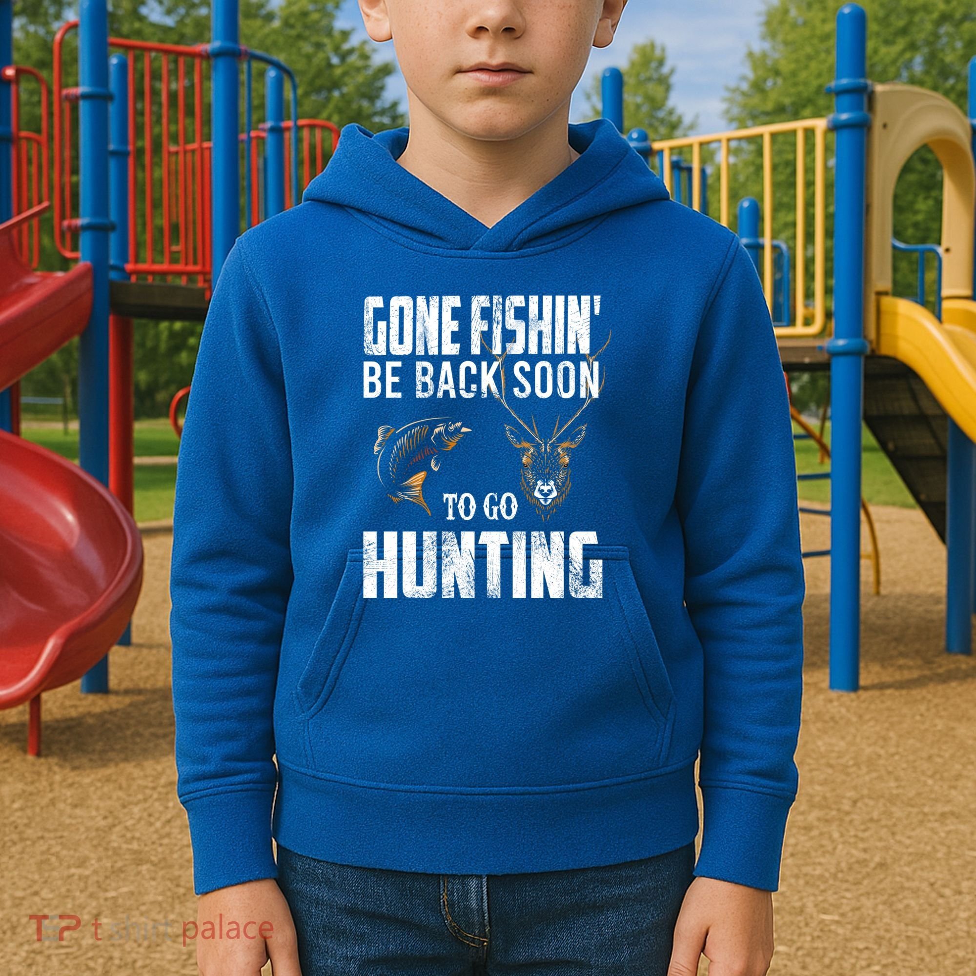 Fishing And Hunting Funny Fish Deer Hunter Gag Gift Gift Kids Hoodie