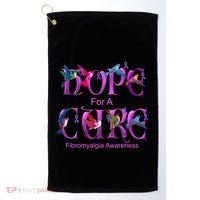 Fibromyalgia Awareness Hope Cure Hummingbird Gift Golf Towel thumb 0