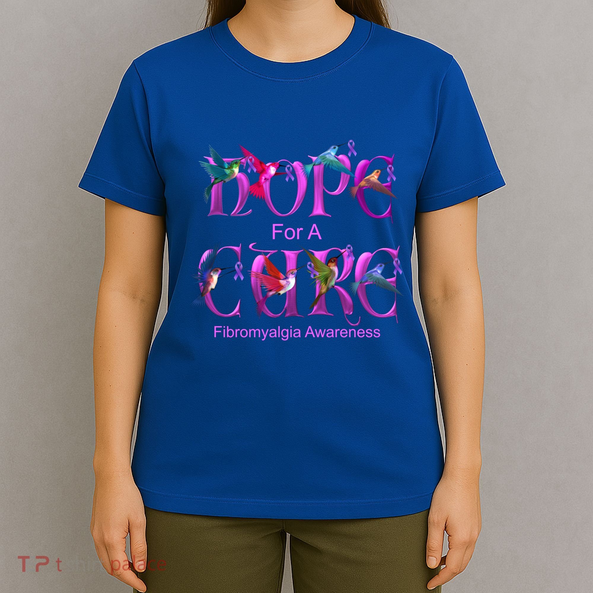 Fibromyalgia Awareness Hope Cure Hummingbird Gift T-Shirt