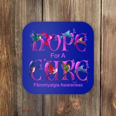 Fibromyalgia Awareness Hope Cure Hummingbird Gift Coaster
